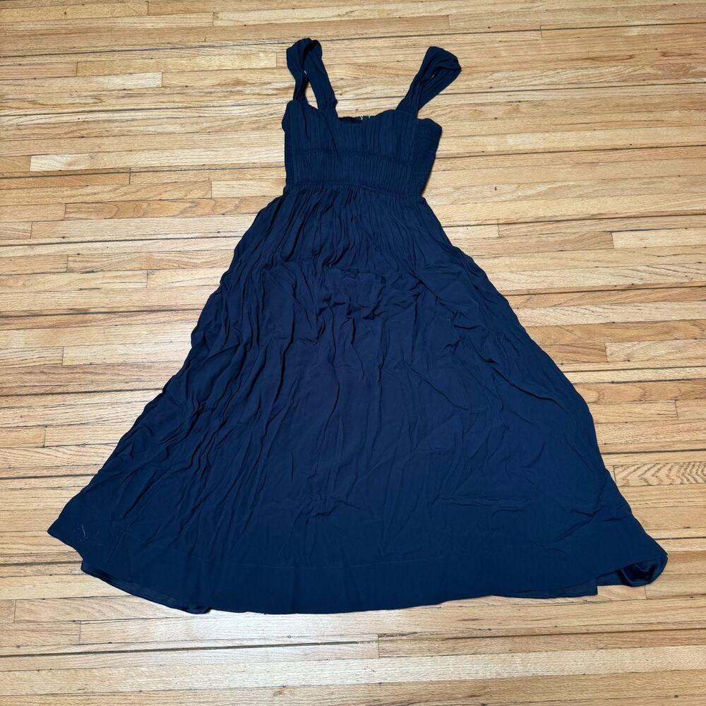 La Ligne Navy Ruched Viscose Maxi Dress — XS
